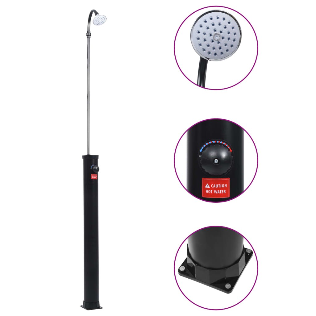 vidaXL Garten-Solardusche Schwarz 215 cm 8 L Image