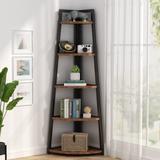 70 inch Tall Corner Shelf 5 Tier Corner Bookshelf Ladder Bookcase