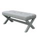 Collins Linen Button Tufted Bench with Silver Nailhead Trim