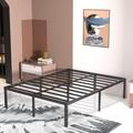 Alwyn Home Ottery Heavy Duty 18 Inch Metal Bed Frame, No Box Spring Needed, Slots for Headboard Attachment, No Noise Metal in Black | Wayfair