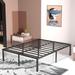 Alwyn Home Ottery Heavy Duty 18 Inch Metal Bed Frame, No Box Spring Needed, Slots for Headboard Attachment, No Noise Metal in Brown | Wayfair