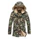 Loeay Mens Casual Jacket Plus Size Winter Thick Camouflage Jacket Men's Parka Coat Male Hooded Parkas Jacket Military Army Coat Green Camo L