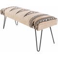 Dunlewy 18"H x 48"W x 16"D Traditional Upholstered Bench Handwoven Cotton Black/Cream/Tan Bench - Hauteloom