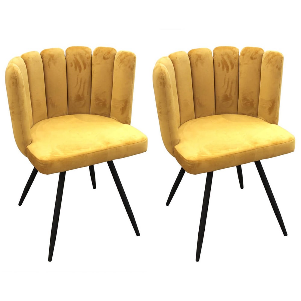 Lot de 2 chaises velours jaune