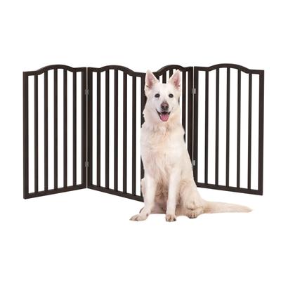 4-Panel Tall Decorative Indoor Foldable Dog Gate - 72x32-Inch Wood Freestanding Pet Fence