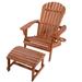 Longshore Tides Artiana Solid Wood Adirondack Chair w/ Ottoman Wood in Brown | 27.75 H x 33 W x 33.75 D in | Wayfair