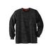 Men's Big & Tall Heavyweight Crewneck Long-Sleeve Pocket T-Shirt by Boulder Creek in Black Marl (Size 4XL)