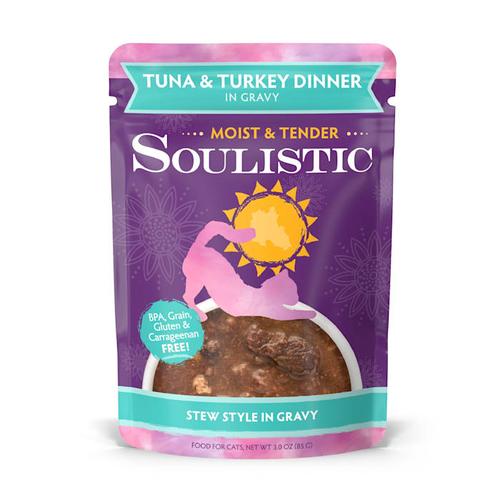 Soulistic Moist & Tender Tuna & Turkey Dinner in Gravy Wet Cat Food, 3 oz.