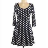 Anthropologie Dresses | Lapis Casual Polka Dot Skater Dress, Size M | Color: Blue/White | Size: M