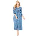 Plus Size Women's AnyWear Beaded Medallion Maxi Dress by Catherines in Blue Medallion (Size 3X)