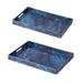 Set of Two Modern Chic Blue Rectangular Trays L:19x14, S:18x12 inches