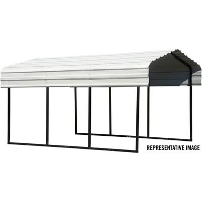 Steel Carport 10 x 24 x 7 ft. Galvanized Black/Eggshell