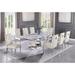 Best Quality Furniture White Genuine Marble 9pc Dining Set w/Rings