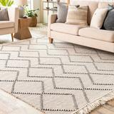 Siguinon 5' x 7'6" Handmade Moroccan Farmhouse Wool Bone/Black White/Cloud Gray/Dark Gray/Nutmeg/Black/Cream Area Rug - Hauteloom