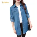 Veste longue en denim pour femme vestes en jean pour femme manteau décontracté pour femme col