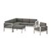 Cape Coral Outdoor 6-Seater V-Shaped Aluminum Sectional Sofa Set with Ottoman by Christopher Knight Home