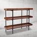 3 Shelf 35"H Display Unit with Metal Frame in Rustic Wood Grain Finish