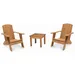 HiTeak Furniture Bainbridge 3-Piece Adirondack Chair Teak Outdoor Lounge Set - HLS-BA
