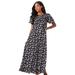 Plus Size Women's Long Floral Print Cotton Gown by Dreams & Co. in Black Bouquet (Size M) Pajamas