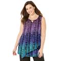 Plus Size Women's Monterey Mesh Tank by Catherines in Purple Textured Stripe Ombre (Size 2X)