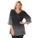 Plus Size Women's Embellished Pleated Blouse by Woman Within in Black Linear Gradient Dot (Size 22/24) Shirt