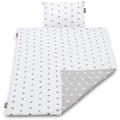 Lajlo - Toddler Cot Bed Quilt Duvet and Pillow Set | Newborn Essentials | Blanket for Babies | Cotton Quilt | Hypoallergenic | Antibacterial Fabric (Grey Stars)