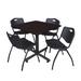 Regency Seating Kobe Black Laminate Finish Wood/Metal Frame 36-inch Square Breakroom Table with 4 'M' Black Stack Chairs