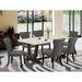 East West Furniture Dining Table Set- a Dining Table and Dark Gotham Linen Fabric Upholstered Chairs, Black(Pieces Options)