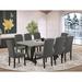 East West Furniture Dining Table Set- a Wooden Table and Dark Gotham Linen Fabric Parson Chairs, Black(Pieces Options)