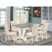 East West Furniture Kitchen Table Set- a Dining Table and Light Beige Linen Fabric Parson Chairs, Off-White(Pieces Options)