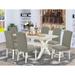 East West Furniture Dinette Set- a Dining Table and Dark Shitake Linen Fabric Parson Chairs, Off-White(Pieces Options)