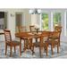 East West Furniture Dining Table Set Consist of an Oval Table with Butterfly Leaf and Dining Chairs (Chair Seat Type Options)