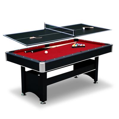 Hathaway Spartan 6-ft Pool Table with Table Tennis Conversion Top - Black with Red Felt