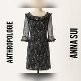 Anthropologie Dresses | Anna Sui By Anthropologie Black Silk Dress Size 0 | Color: Black/Green | Size: 0