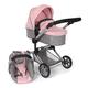 Bayer Chic 2000 - Puppenwagen Linus, 3in1 Kombipuppenwagen für Kinder von 4 bis 8 Jahren, Puppenwagen-Set, Melange grau, rosa, 72 x 41,5 x 82 cm