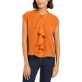 French Connection Women's Classic Crepe Light Polly Tops Blouse, Golden Oak, 14