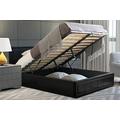 Home Treats Black Ottoman Padded Bed Frame With Gas Lift & Under Bed Storage (Single 3ft, Tufted Bonnel Sprung Mattress)