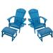 Earth Collection Adirondack Chair with phone and cup holder (2 Chairs and 2 Ottoman set)