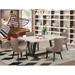 East West Furniture Dining Set- a Dining Table and Coffee Linen Fabric Upholstered Chairs, Black(Pieces Options)