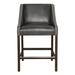 Wood and Leatherette Counter Height Stool with Swooping Arms and Nail Head Trim, Gray