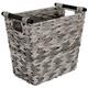 mDesign Waste Paper Basket — Woven Basket with Handles for Bedroom, Bathroom and More — Rectangular Indoor Recycling Bin for Home and Office — Grey/Black