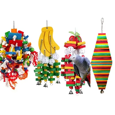 Balançoire avec perles en bois colorées pour oiseaux jouets pour perroquets breloques bouquets