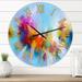 Designart 'Purple Yellow and Blue Abstract Flower Compostion II' Farmhouse wall clock