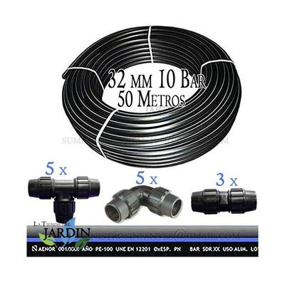 Rohr PE100 HD 50m 1'' 32mm PN10 flexible HDPE Wasserleitung + 5 Winkelstücke, 5 T-Stücke und 3 Image