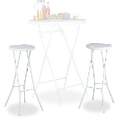 Relaxdays - Barhocker klappbar bastian 2er Set weiss, Wetterfest, Höhe 80 cm, Barstuhl Doppelpack, Image