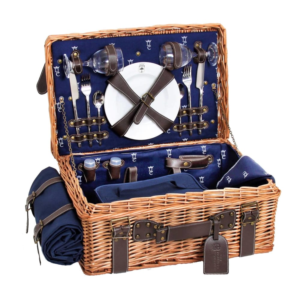 Malle pique-nique Champs-Elysées bleu 2 personnes en osier
