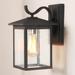 Modern Farmhouse 1-Light Black Outdoor Wall Lantern Sconces with Seeded Glass - W7"x H12.2"x E9"