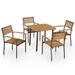 vidaXL 5 Piece Patio Dining Set Solid Acacia Wood and Steel - 31.5" x 31.5" x 28.3"