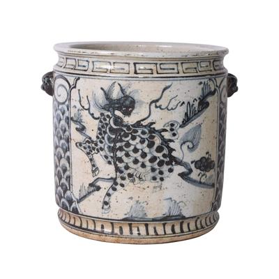 Blue And White Kylin Orchid Pot - 9x9x9.5