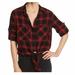 Anthropologie Tops | Cloth & Stone Plaid Tie Front Button Down | Color: Black/Red | Size: S